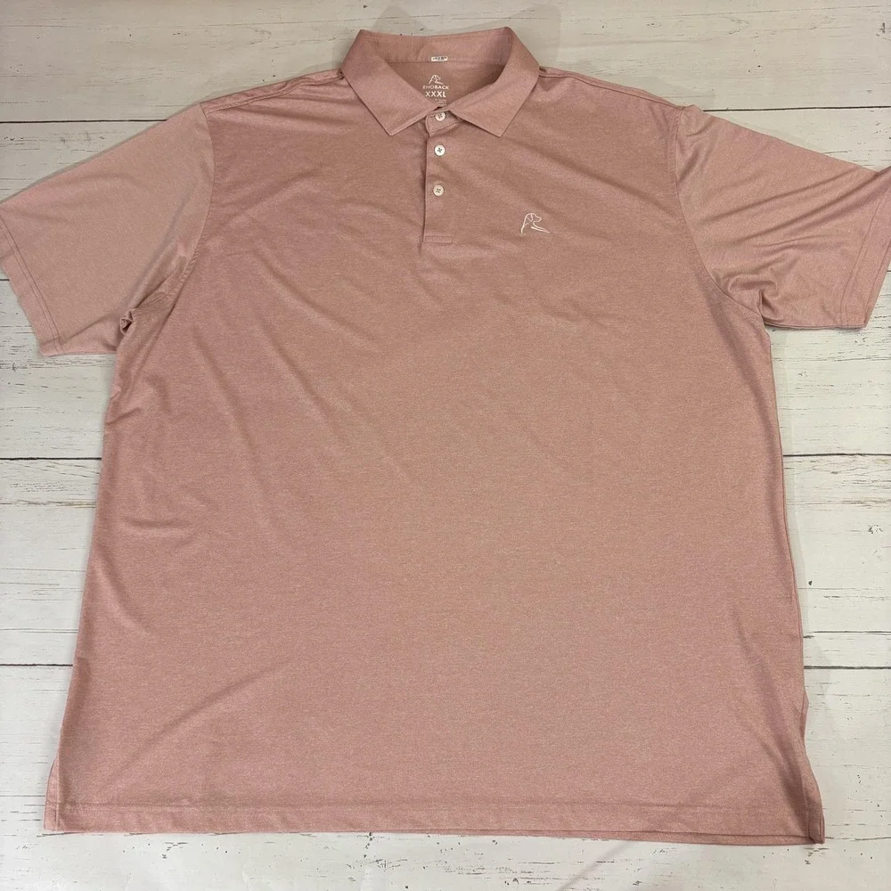Rhoback Polo Shirt Mens 3XL Pink Solid Logo Golf Performance Short Sleeve - Picture 2 of 7
